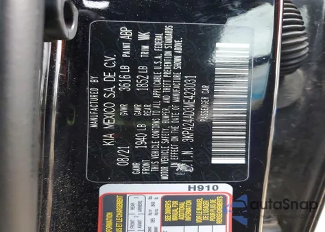 2021 Kia Rio Lx из США, поврежденный, VIN 3KPA24AD3ME423031